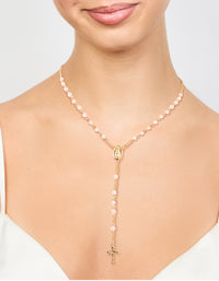 Gold Plated Rose Quartz Y-Necklace - link has visual effect only