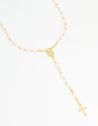 Gold Plated Rose Quartz Y-Necklace - link has visual effect only