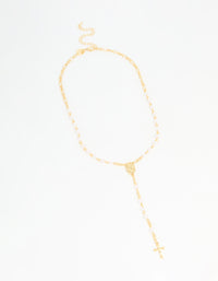 Gold Plated Rose Quartz Y-Necklace - link has visual effect only