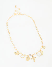 Gold Plated Cross & Pearl Charm Necklace - link has visual effect only