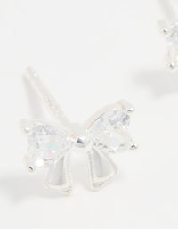 Sterling Silver Cubic Zirconia Clean Bow Stud Earrings - link has visual effect only