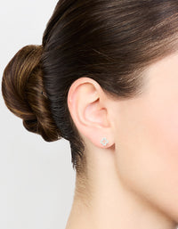 Sterling Silver Cubic Zirconia Hollow Pave Flower Stud Earrings - link has visual effect only