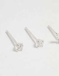 Sterling Silver Cubic Zirconia Butterfly Stud & Hoop Earrings 3-Pack - link has visual effect only