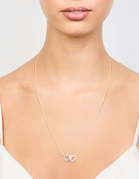 Sterling Silver Heart Link Necklace - link has visual effect only