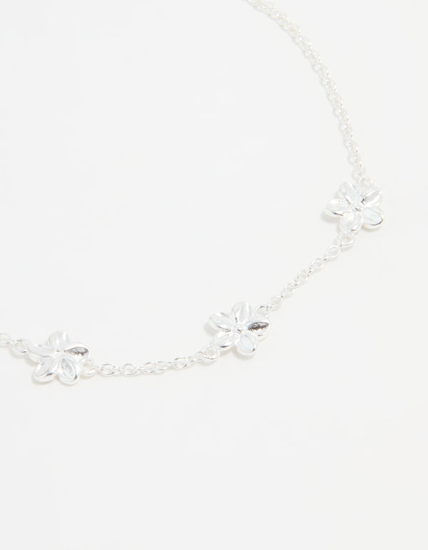Sterling Silver Flower Trio Bracelet