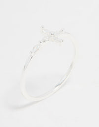 Sterling Silver Cubic Zirconia Marquise Cross Ring - link has visual effect only