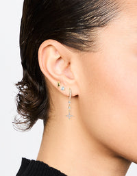 Gold Cubic Zirconia Cross & Stud Earrings 3-Pack - link has visual effect only