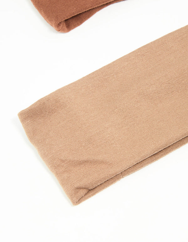 Neutral Toned Fabric Stretch Headbands 2-Pack