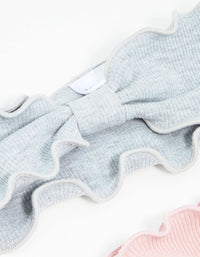 Pink & Grey Ruffled Fabric Headbands 2-Pack - link has visual effect only