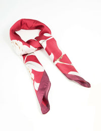 Red Floral Outline Print Fabric Scarf - link has visual effect only