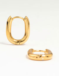 Waterproof Gold Plated Stainless Steel Medium Hoop Earrings - link has visual effect only