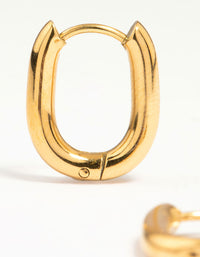 Waterproof Gold Plated Stainless Steel Medium Hoop Earrings - link has visual effect only