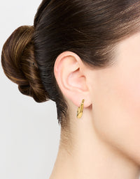 Waterproof Gold Plated Stainless Steel Half Hoop Earrings - link has visual effect only