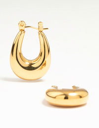Waterproof Gold Plated Stainless Steel Half Hoop Earrings - link has visual effect only