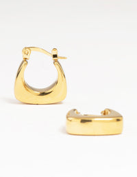 Waterproof Gold Plated Stainless Steel Thick Bottom Curved Hoop Earrings - link has visual effect only