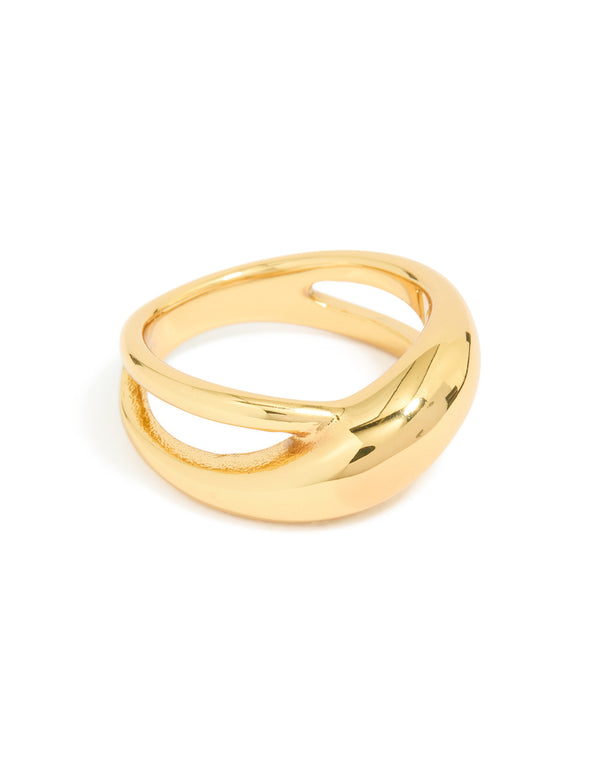 Waterproof Gold Plated Stainless Steel Criss Cross Ring