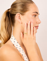 Waterproof Gold Plated Stainless Steel Criss Cross Ring - link has visual effect only