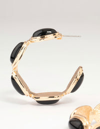 Gold Black Stone Hoop Earrings - link has visual effect only