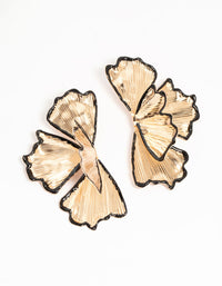 Black & Gold Etched Floral Stud Earrings - link has visual effect only