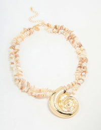 Gold Genuine Shell Pendant Necklace - link has visual effect only