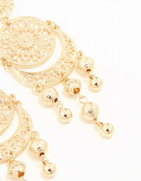 Gold Patterned Tassel Drop Earrings - link has visual effect only
