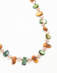 Green & Neutral Beaded Necklace - link has visual effect only
