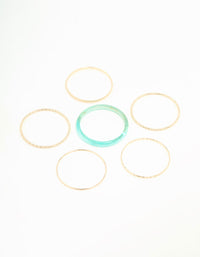 Gold & Acrylic Twisted Bangles 6-Pack - link has visual effect only