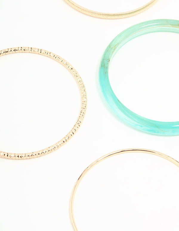 Gold & Acrylic Twisted Bangles 6-Pack