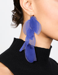 Blue Fabric Layered Petal Drop Earrings - link has visual effect only