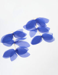 Blue Fabric Layered Petal Drop Earrings - link has visual effect only