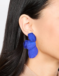 Blue Coated Metal Petal Drop Earrings - link has visual effect only