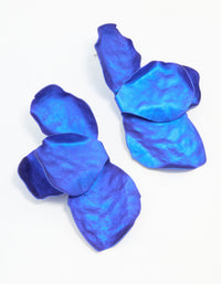 Blue Coated Metal Petal Drop Earrings - link has visual effect only