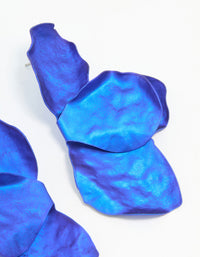 Blue Coated Metal Petal Drop Earrings - link has visual effect only