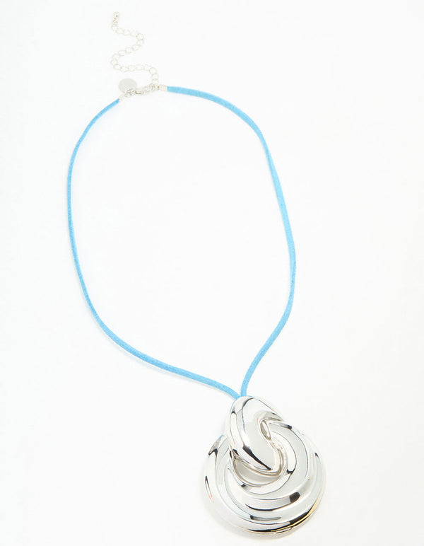 Silver Cord Knotted Pendant Necklace