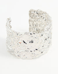 Silver Molten Wide Textured Wrist Cuff - link has visual effect only