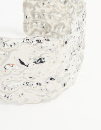 Silver Molten Wide Textured Wrist Cuff - link has visual effect only