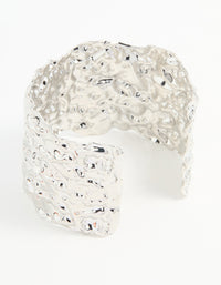 Silver Molten Wide Textured Wrist Cuff - link has visual effect only