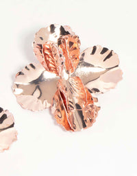Rose Gold Hammered Flower Stud Earrings - link has visual effect only