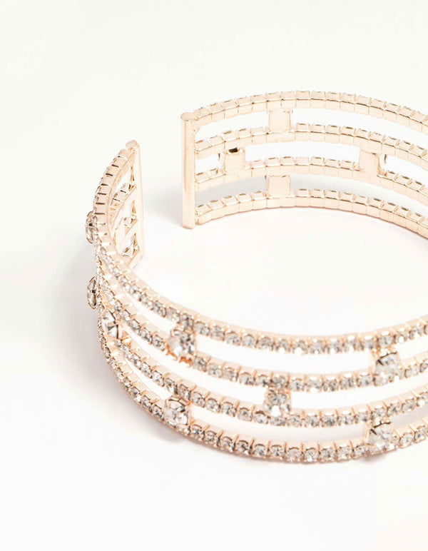 Rose Gold Cupchain Layered Wrist Cuff