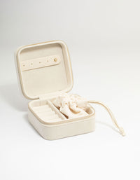 Cream Suede Small Square Jewellery Case - link has visual effect only
