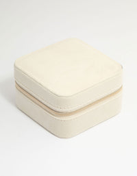 Cream Suede Small Square Jewellery Case - link has visual effect only