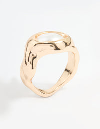 Gold Pearl Molten Circle Ring - link has visual effect only
