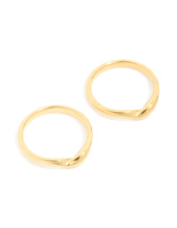 Waterproof Gold Plated Stainless Steel Subtle Twist Stacking Rings 2-Pack - link has visual effect only
