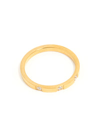 Waterproof Mixed Plated Stainless Steel Cubic Zirconia Rings 2-Pack - link has visual effect only