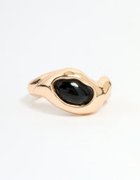Gold Black Stone Molten Circle Ring - link has visual effect only