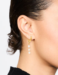 Waterproof Gold Plated Stainless Steel Cubic Zirconia Droplet Huggie Earrings - link has visual effect only