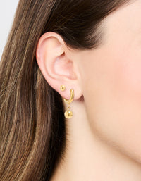Waterproof Gold Plated Stainless Steel Ball Earrings 2-Pack - link has visual effect only