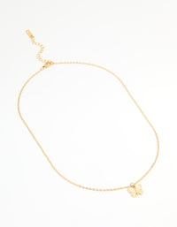 Waterproof Gold Plated Stainless Steel Textured Butterfly Necklace - link has visual effect only