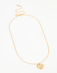 Waterproof Gold Plated Stainless Steel Diamante Heart Pendant Necklace - link has visual effect only