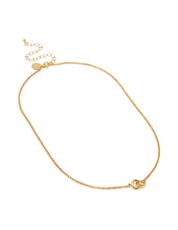 Waterproof Gold Plated Stainless Steel Double Ring Pendant Necklace